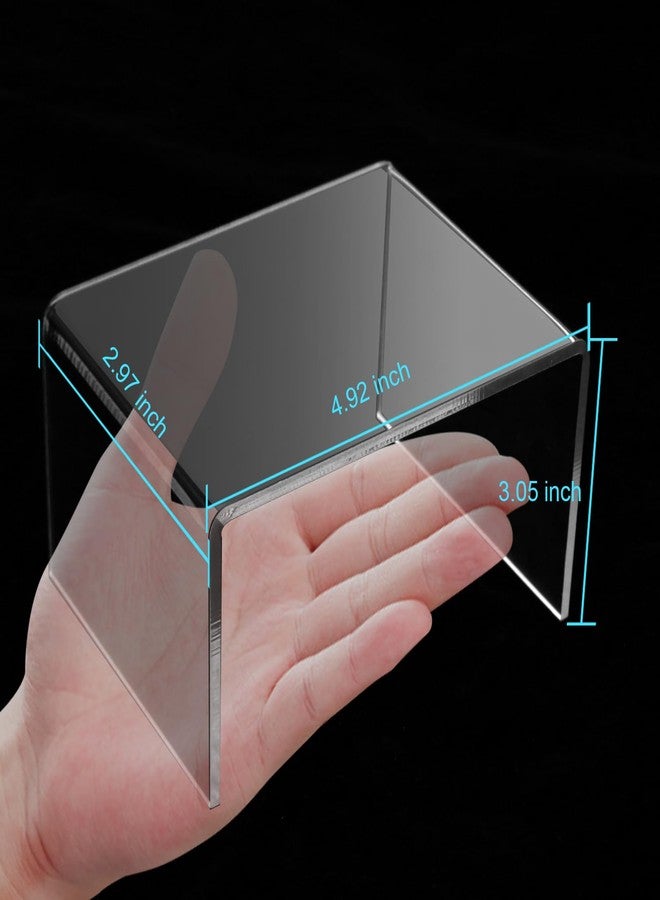 Ouskr Acrylic Risers for Display, 6 Pcs Acrylic Display Riser, Clear Display Stands for Shelf Dessert Cupcake Candy Food Tabletop Collectibles Product Bar Action Figure Jewelry Showcase (3- 4- 5 IN) - Image 4